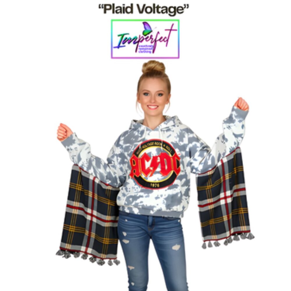 Upcycled AC/DC tie dye hoodie